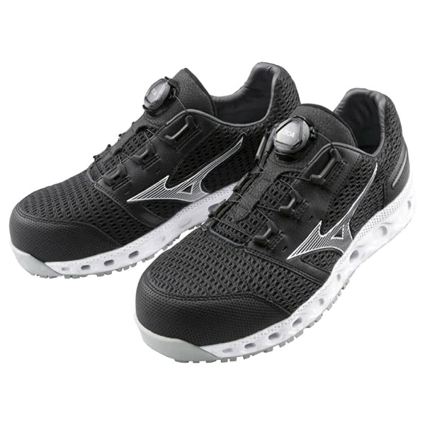 ミズノ 安全靴 オールマイティ VH51L BOA F1GA230609 ブラック×シルバー ワーキングシューズ MIZUNO おしゃれ かっこいい 作業靴 boa JSAA A種 プロスニーカー プロアクティブスニーカー
