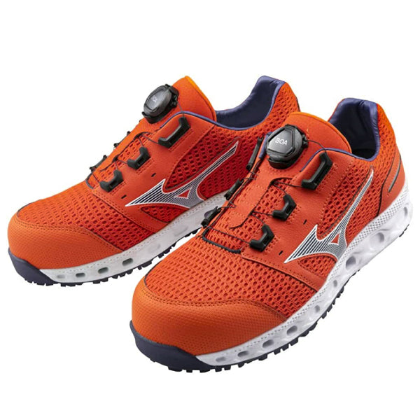 ミズノ 安全靴 オールマイティ VH51L BOA F1GA230654 オレンジ×ブルー ワーキングシューズ MIZUNO おしゃれ かっこいい 作業靴 boa JSAA A種 プロスニーカー プロアクティブスニーカー