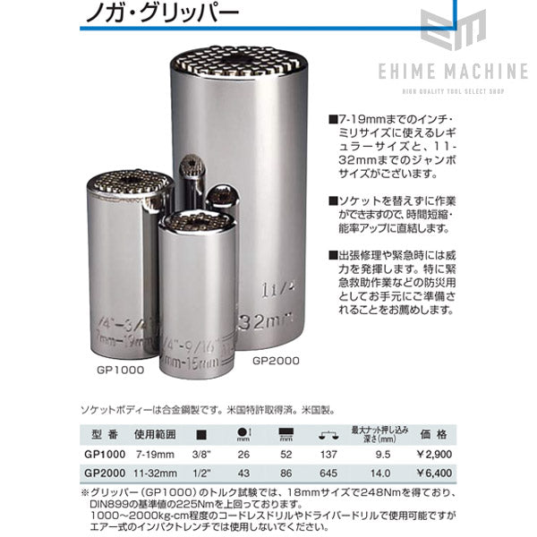 NOGA ノガ 9.5sq.グリッパーセット GP5000 ミリ・インチ・なめたボルト対応