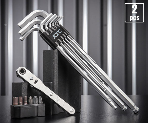 KTC HL259SP-TMDB8 ボールポイントL形ロング六角レンチセット+板ラチェット差替えドライバーセット (HL259SP,TMDB8) エヒメマシンオリジナルセット