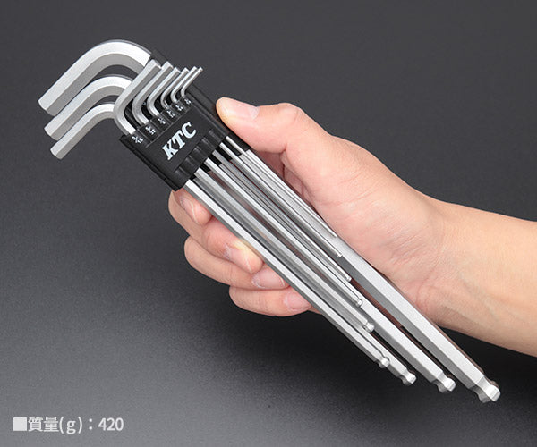 【ワケアリ品】 KTC ボールポイントL形ロング六角棒レンチセット 【インチ】 9本組 HL259BSP-802