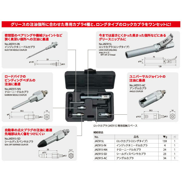 KTC ロックカプラ用アタッチメントセット 工具 グリース ニップル