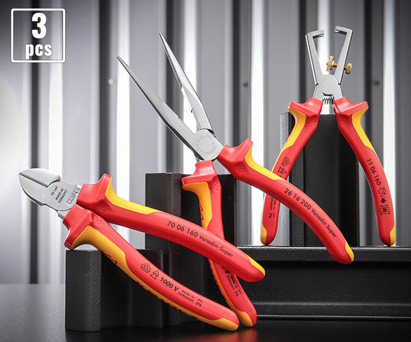 【限定特価】KNIPEX 絶縁電工セット 3本組 003130BKV03 クニペックス 工具セット ニッパー ラジオペンチ ワイヤーストリッパー