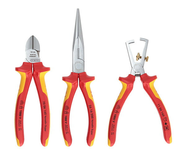 【限定特価】KNIPEX 絶縁電工セット 3本組 003130BKV03 クニペックス 工具セット ニッパー ラジオペンチ ワイヤーストリッパー