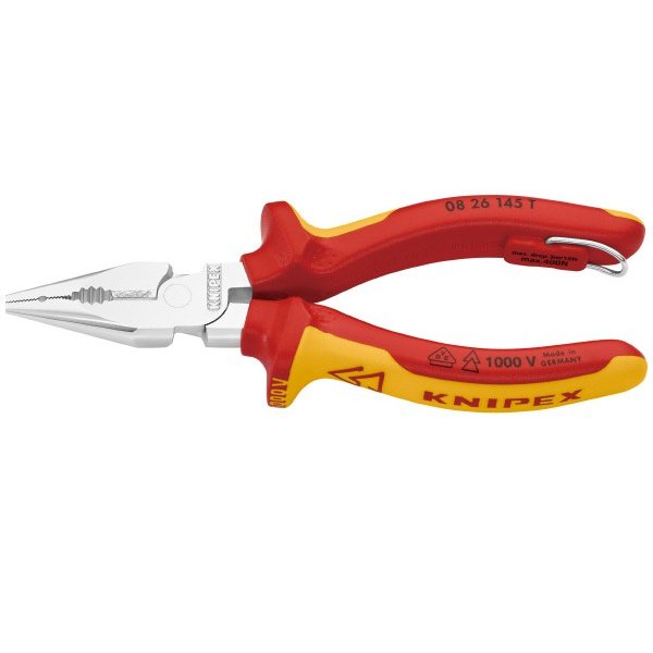 KNIPEX 0826-145TBK 絶縁ニードルノーズペンチ 落防(BK) クニペックス 工具