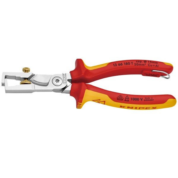 KNIPEX 1366-180TBK 絶縁カッティングストリッパー 落防(BK