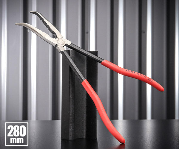 日本正規品 クニペックス ロングリーチベントニードルノーズプライヤー (2881-280)(4003773079422) 業務向け KNIPEX