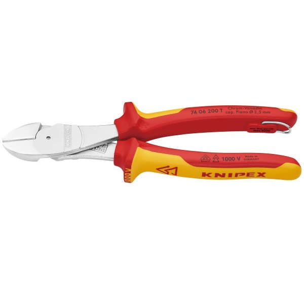 KNIPEX 7406-200TBK 絶縁強力斜ニッパー 落下防止(BK) クニペックス 工具