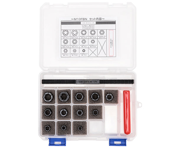 KOTO ネジ山修正ダイスナットセット 全14点 (ナット12種+修正ヤスリ・グリップ) 収納ケース付 M6~M14対応 (M10FBN) (4582281289269) 江東産業