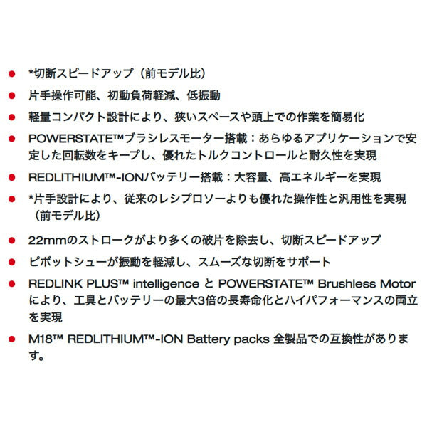 日本正規品 ミルウォーキー M18 FUEL コンパクトレシプロソー(本体のみ) (M18 FHZ-0X0 JP)(4573592030145) milwaukee