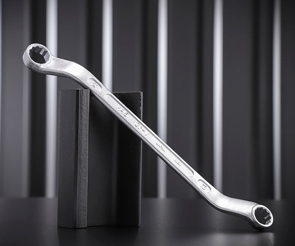 TONE 両口ロングめがねレンチ(45°) 対辺寸法12×14mm 全長220mm メッキ処理 (M45-1214)(4953488044072) トネ