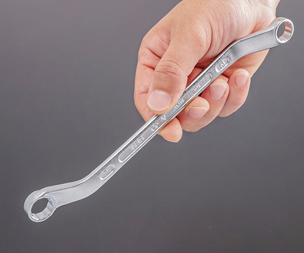 TONE 両口ロングめがねレンチ(45°) 対辺寸法12×14mm 全長220mm メッキ処理 (M45-1214)(4953488044072) トネ