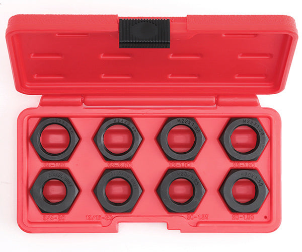 KOTO M8B ドライブシャフト用ねじ山修正ダイスナットセット(8個組)六角形状 ソケットやめがねレンチで作業可能 ネジ山修正工具 江東産業