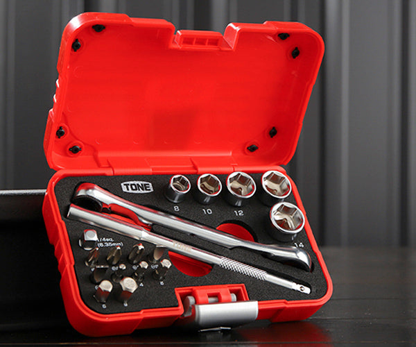 TONE ソケットレンチセット 差込角6.35mm 18点セット 6角 (MIX21620P)(4953488419962) トネ