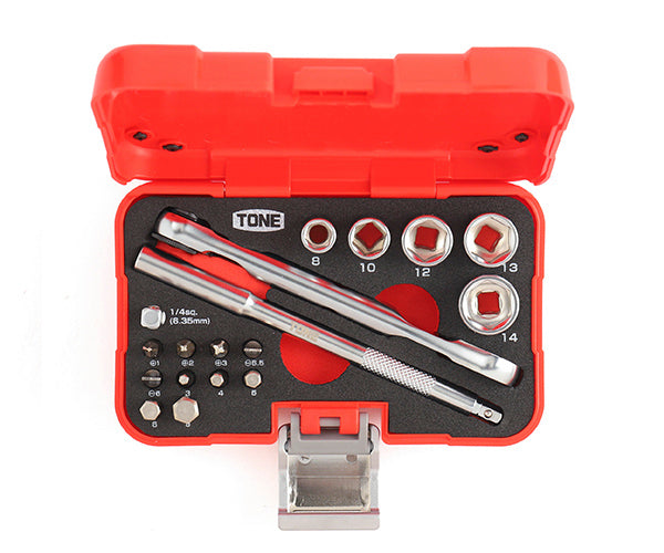TONE ソケットレンチセット 差込角6.35mm 18点セット 6角 (MIX21620P)(4953488419962) トネ