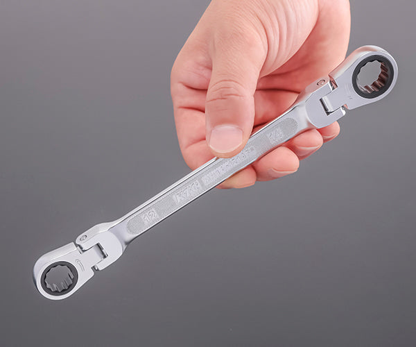 KTC MR1A-1214F ラチェットめがねレンチ(両頭型首振りタイプ)サイズ12×14mm