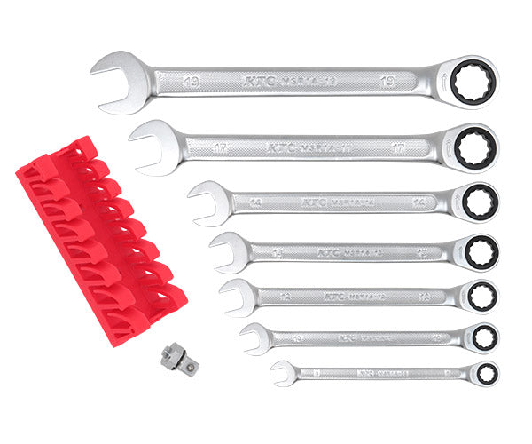 KTC MSR1A-8PHB ギアレンチ+ドライブ角アダプター8点セット ホルダー付 (MSR1A-08,10,12,13,14,17,19,BZ14-BA3,EM-HO7) エヒメマシンオリジナルセット