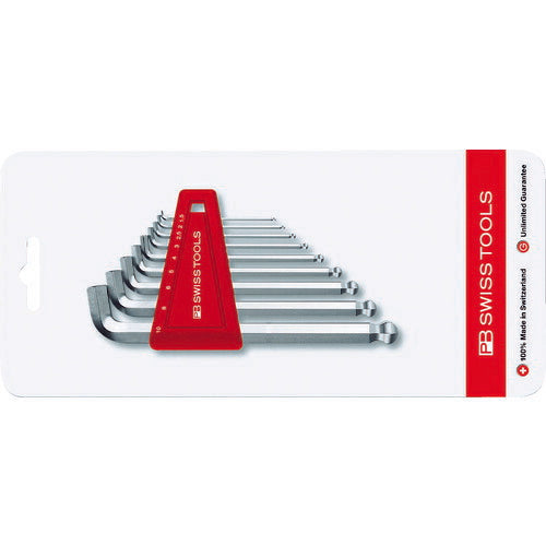 日本正規品 PBスイスツールズ ショートヘッドホルダー付ボールポイント六角レンチセット ベント100度 9本組 (2212.H-10CN) (7610733236466)