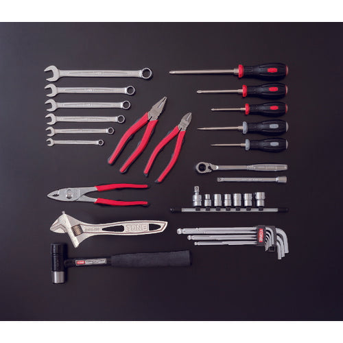 TONE 整備用工具セット シャッター付サービスボード 工具一式のみ 35点セット (CS310C)(4953488296006) トネ