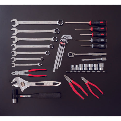 TONE 整備用工具セット シャッター付サービスボード 工具一式のみ 36点セット (CS410C)(4953488301281) トネ