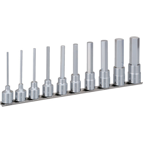 TONE ロングヘキサゴンソケットセット(ホルダー付) 10pcs (HH410LA)(4953488282221) トネ