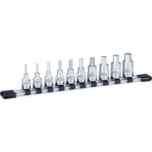 TONE ヘキサゴンソケットセット(インチホルダー付) 10pcs 差込角9.5mm (HHB310)(4953488196504) トネ