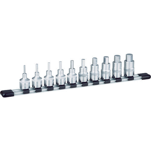 TONE ヘキサゴンソケットセット(インチホルダー付) 10pcs 差込角12.7mm (HHB410)(4953488196474) トネ