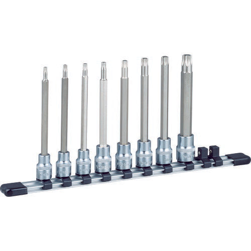 TONE ヘックスローブソケットセット ロングトルクスソケットセット(強力タイプ・ホルダー付) 差込角9.5mm (HTX308L)(4953488258547) トネ