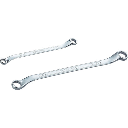 TONE 両口ロングメカニックめがねレンチ(45°×10°) 対辺寸法19×21mm 全長306mm (M44-1921)(4953488101744) トネ