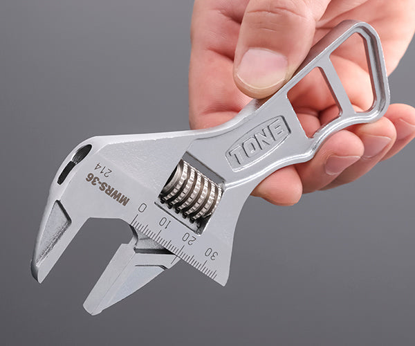 TONE ショートハイパーウォーム モンキーレンチ シルバー 全長140mm (MWRS-36)(4953488430325) トネ