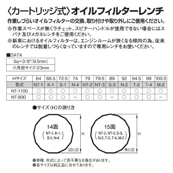 KOTO NT-1100 オイルフィルターレンチセット 江東産業 工具