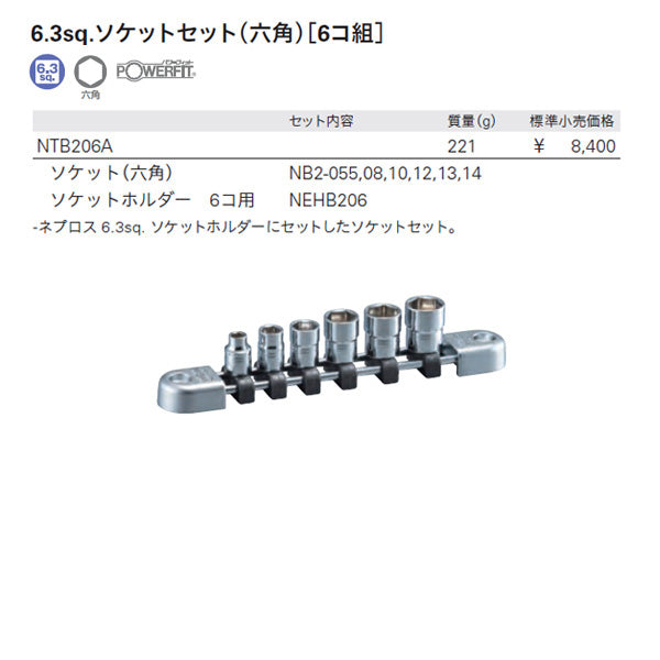 NEPROS NTB206A 6.3sq.ソケットセット (4989433174303) ネプロス