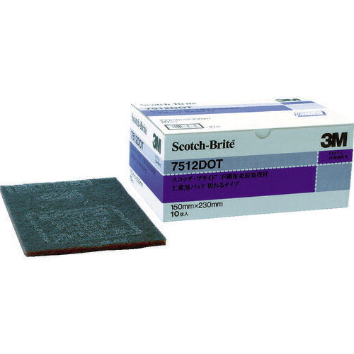 3M スコッチ・ブライト 工業用パッド 切レルタイプ #1200相当 赤紫 BOX(10枚入) 7512DOTBOX