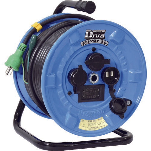 日動 電工ドラム デジタルドラム 防雨型 電圧電流メーター付 過負荷漏電保護兼用 30m NPDMW-EK33