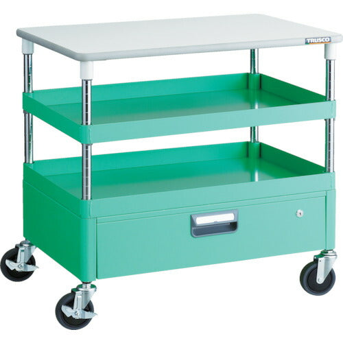 TRUSCO_フェニックスワゴン_省音_750X500_1段引出_天板付_YG色_PEW-772VT-YG_トラスコの商品画像