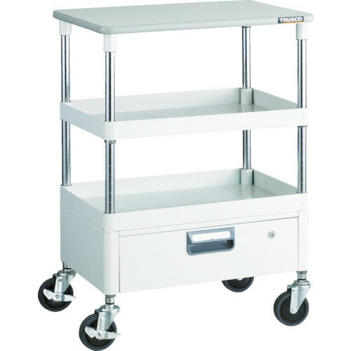 TRUSCO_フェニックスワゴン_省音_600X400_1段引出_天板付_W色_PEW-962VT-W_トラスコの商品画像