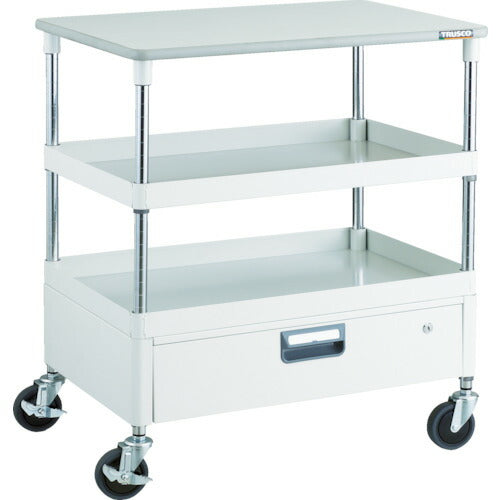 TRUSCO_フェニックスワゴン_省音_750X500_1段引出_天板付_W色_PEW-972VT-W_トラスコの商品画像