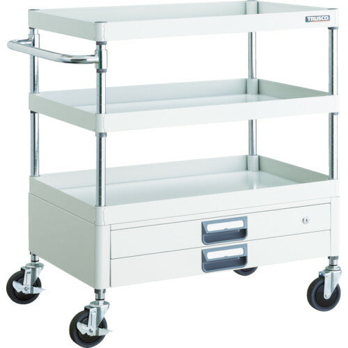 TRUSCO_フェニックスワゴン_省音_750X500XH880_2段引出付_W色_PEW-973X-W_トラスコの商品画像