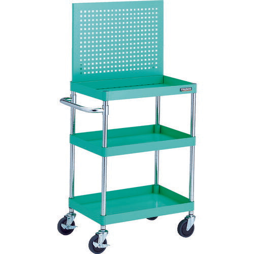 TRUSCO_フェニックスワゴン_省音_600X400XH880_3段_上部パンチングパネル仕様_YG色_PEW-P963-YG_トラスコの商品画像