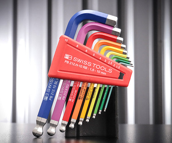 日本正規品 PBスイスツールズ ホルダー付ボールポイントレインボー六角レンチセット 9本組 (212.H-10RB) (7610733063741)