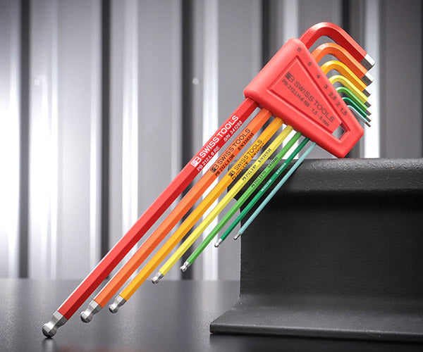 日本正規品 PBスイスツールズ ホルダー付ボールポイントロングレインボー六角レンチセット 7本組 (212.LH-6RB) (7610733254293)