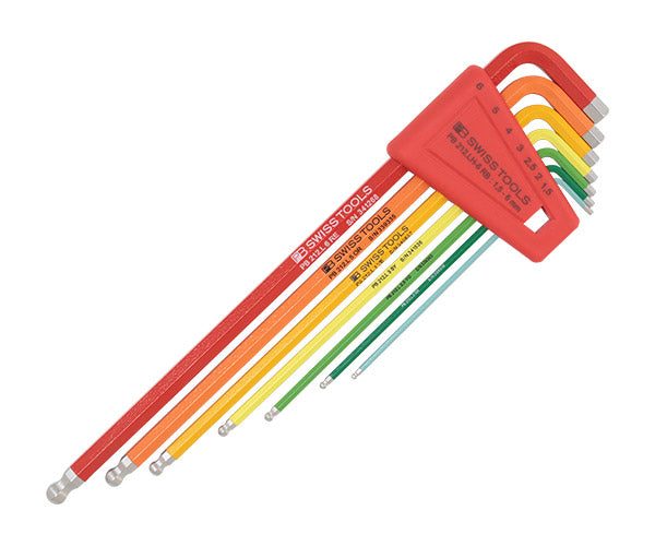 日本正規品 PBスイスツールズ ホルダー付ボールポイントロングレインボー六角レンチセット 7本組 (212.LH-6RB) (7610733254293)