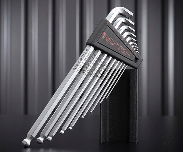 日本正規品 PBスイスツールズ ホルダー付マルチアングルロング六角レンチセット 90°/100°ボール付 9本組 (2222.LH-10CN) (7610733282852)