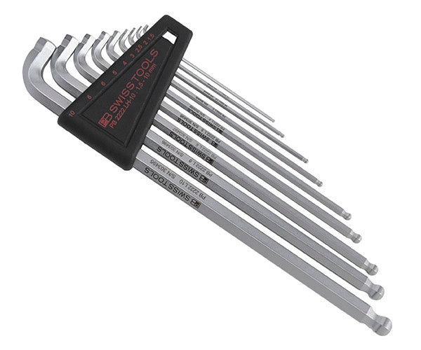 日本正規品 PBスイスツールズ ホルダー付マルチアングルロング六角レンチセット 90°/100°ボール付 9本組 (2222.LH-10CN) (7610733282852)