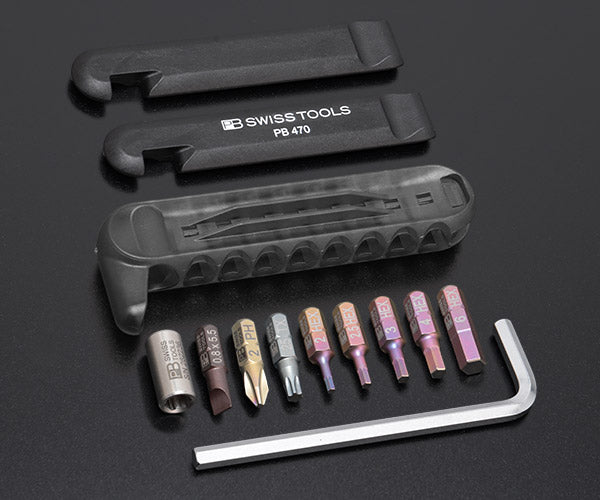 日本正規品 PBスイスツールズ バイクツールセット (9本組) ブラック タイヤレバー付 (470.BLACKCN) (7610733242139) PB SWISS TOOLS