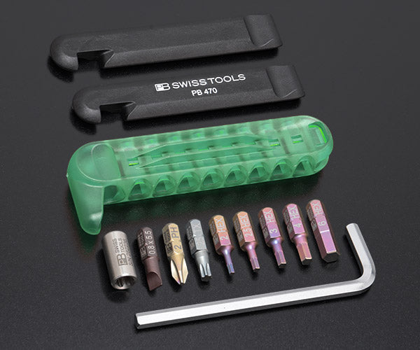 日本正規品 PBスイスツールズ バイクツールセット (9本組) グリーン タイヤレバー付 (470.GREENCN) (7610733246243)