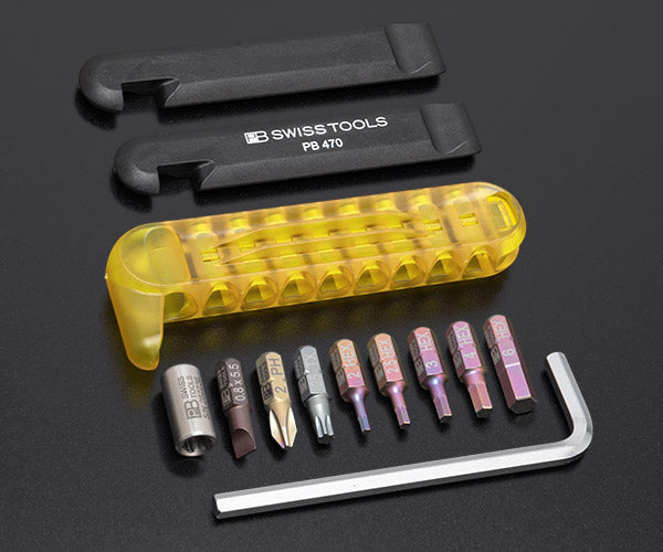 日本正規品 PBスイスツールズ バイクツールセット (9本組) イエロー タイヤレバー付 (470.YELLOWCN) (7610733242122)