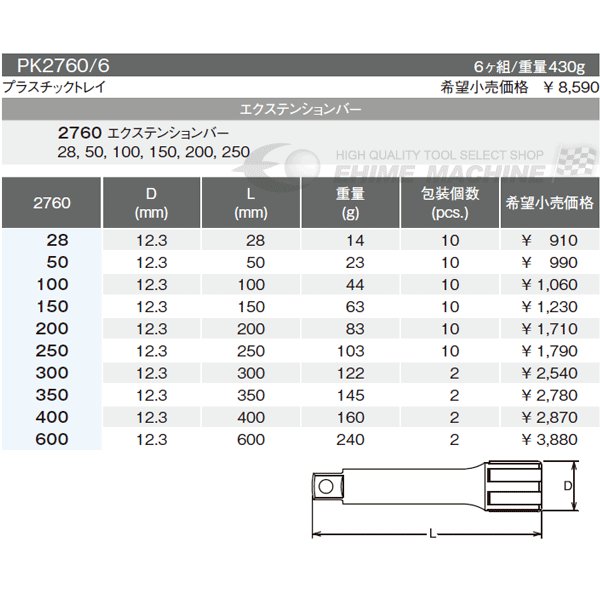 コーケンのエクステンションバーセットの画像2