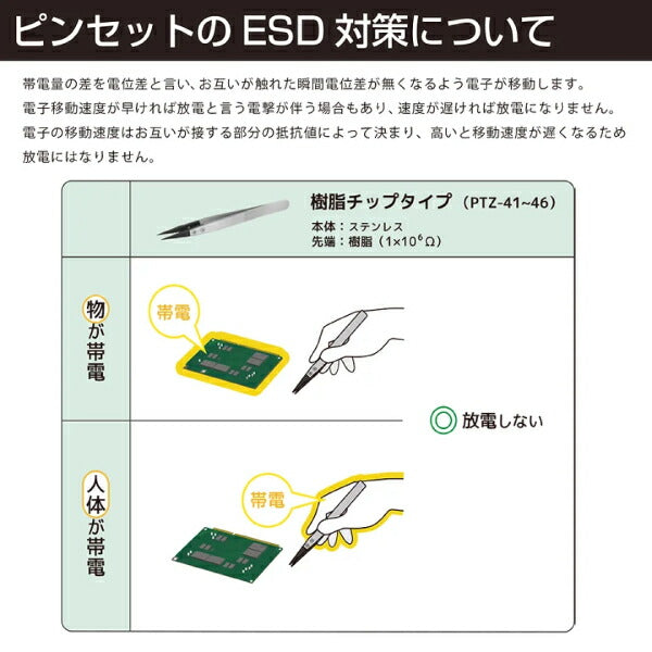 エンジニア ESDピンセット 曲りタイプ (PTZ-43) (4989833036973) ENGINEER