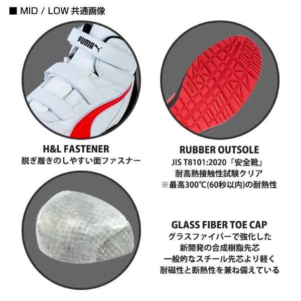 PUMA 安全靴 RIDER 2.0 WHITE LOW ライダー 2.0 ホワイト ロー No.64.241.0 プーマ JAPAN ATHLETIC ジャパンアスレチック おしゃれ かっこいい 作業靴 スニーカー